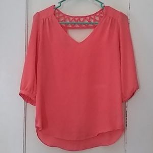 Flowy, Peach Blouse with Open Back
